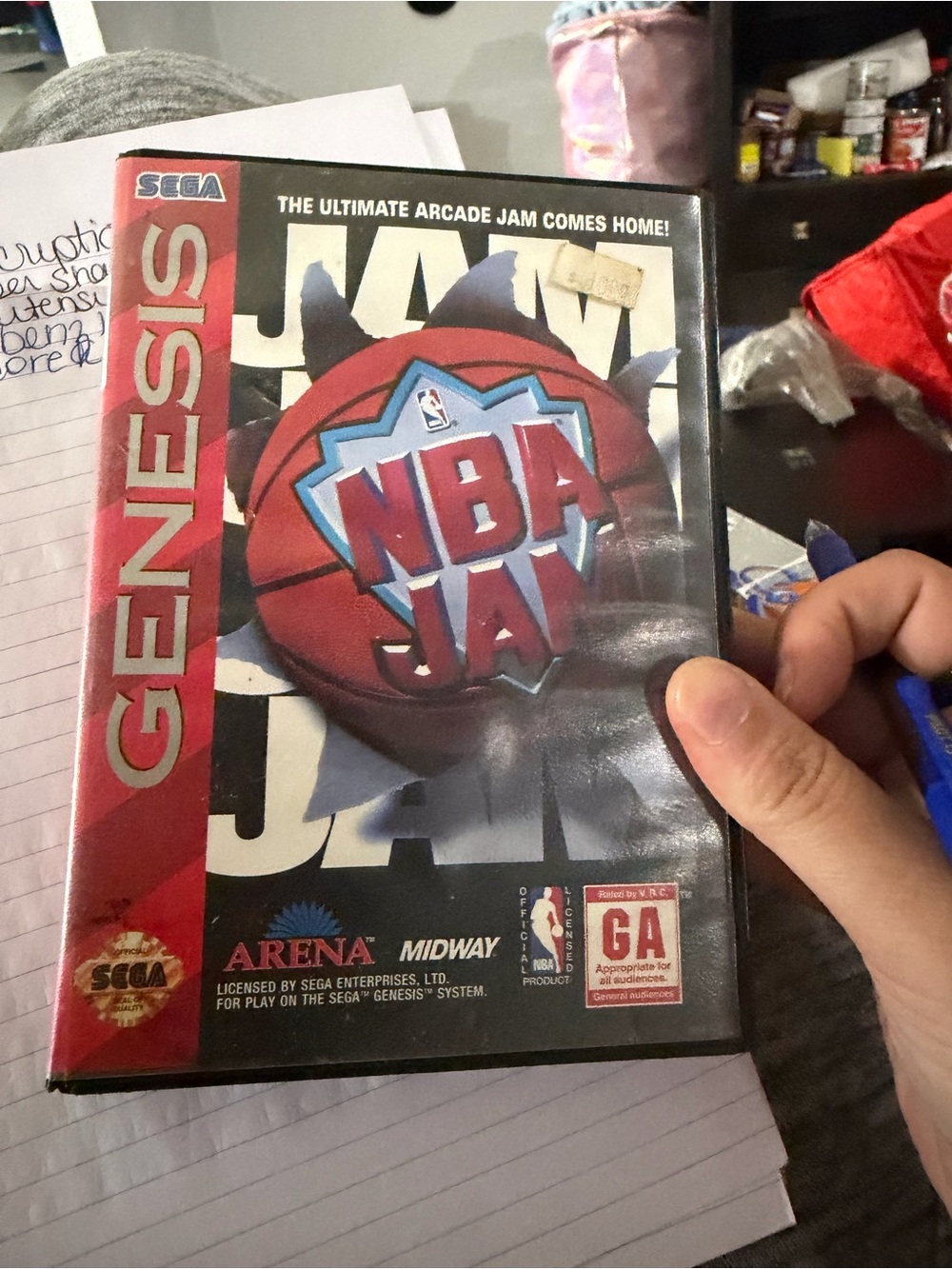 Sega Genesis NBA Jam Video Game - Black & Red Artwork